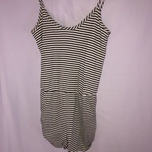 Gray and white striped romper